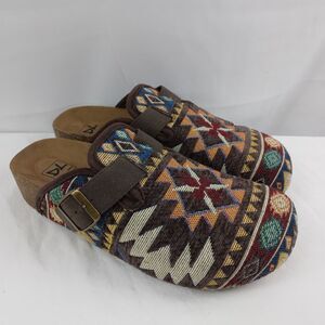 Dirty Laundry Bebidas Brown Multi Tapestry Slip-On Clogs Mules Women's Size 8